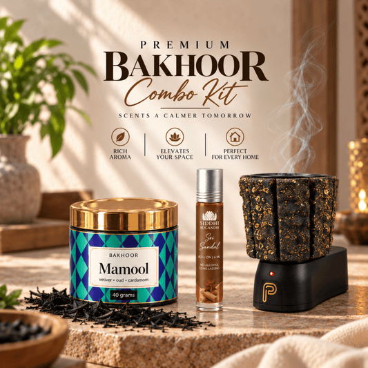 Siddhi Premium Bakhoor - 40 Grm + Combo Kit with Attar & Electric Bakhoor Burner | Choose Your Favourite Bakhoor Variant