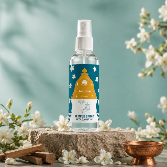 Jasmine Temple Spray with Gangajal | Divine Floral Aroma for Peaceful Pooja & Meditation | Natural Temple Room Freshener 100ml