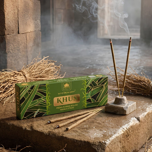 Khus (Vetiver) Premium Hand-Rolled Masala Incense Sticks 200g | Natural Vetiver Agarbatti