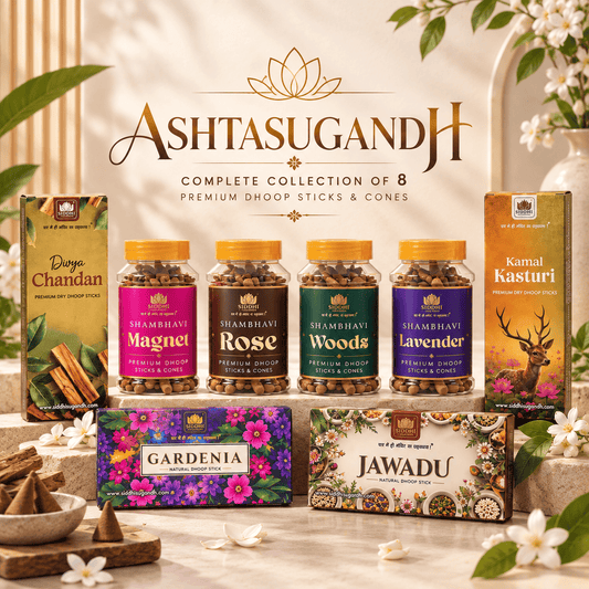 Ashtasugandh - The 8-Fragrance Dhoop Collection | Bambooless & Charcoal-Free Dhoop Sticks and Cones | Siddhi Sugandh