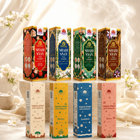 Siddhi Sugandh Temple Essentials Combo | Choose Any 4 Temple Sprays with Gangajal + 1 Dhoop FREE