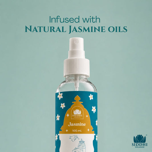 Jasmine Temple Spray with Gangajal | Divine Floral Aroma for Peaceful Pooja & Meditation | Natural Temple Room Freshener 100ml