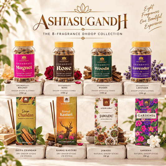 Ashtasugandh - The 8-Fragrance Dhoop Collection | Bambooless & Charcoal-Free Dhoop Sticks and Cones | Siddhi Sugandh