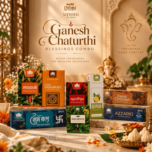 Siddhi Ganesh Chaturthi Blessing Combo | Premium Dhoop Sticks, Flora Agarbatti & Natural Dhoop Cones - Pack of 8