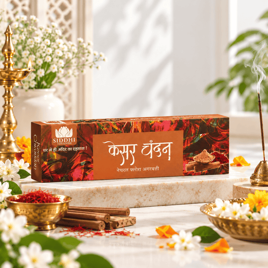 Siddhi Sugandh Ganesh Chaturthi Blessings Combo | 8 Premium Natural Agarbatti, Incense & Dhoop Sticks with FREE Wooden Patti Stand