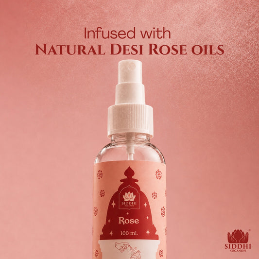 Rose Temple Spray with Gangajal | Luxurious Floral Temple Fragrance for Devotion & Serenity | Natural Pooja Room Air Freshener 100ml