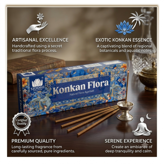 Siddhi Heritage Flora Signature Ensemble – 4 Premium Natural Flora Agarbatti Combo (250 Grm / Box) with Free Terracotta Clay Incense Stand