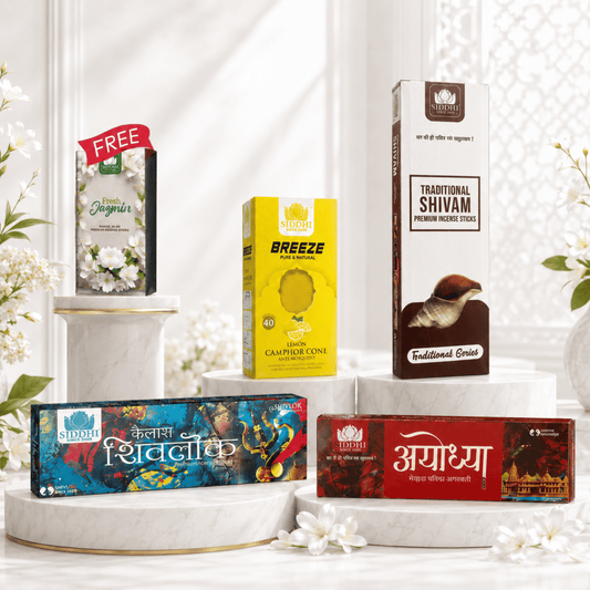 Divine Fragrance Essentials Combo – Pack of 4 + Free Jasmine Attar