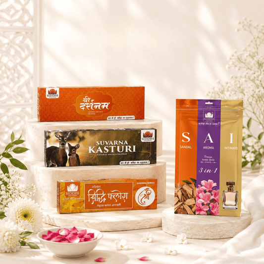 Siddhi Sugandh Combo Set – Premium Goddess-Inspired Incense Combo | Luxury Temple Fragrance Gift Pack | Pack of 4