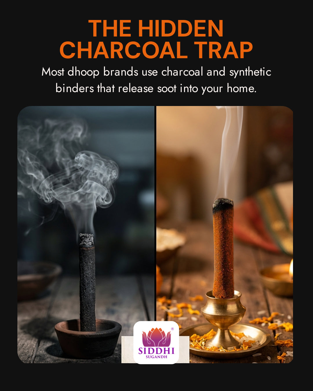 Shivani charcoal free wet dhoop vs regular dhoop comparison natural vs chemical
