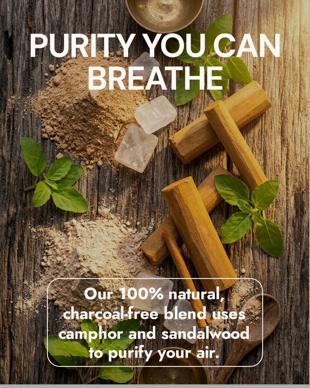 Shivani wet dhoop natural ingredients camphor sandalwood dust essential oils sacred herbs