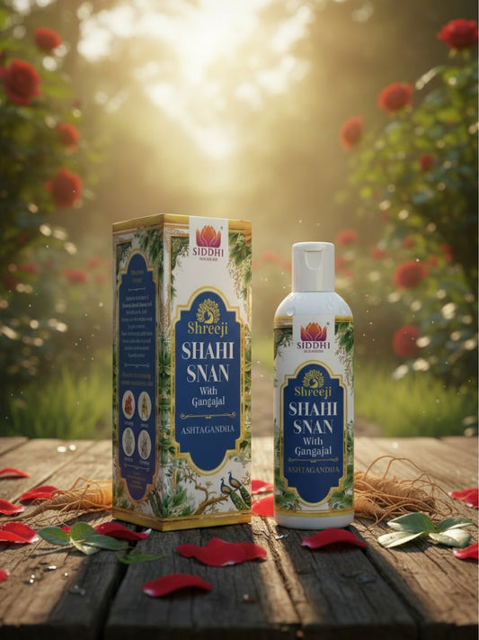 Shreeji Shahi Snan Gel with Gangajal – Ashtagandha | Sacred Temple Blend Idol Bath Gel | 100ml