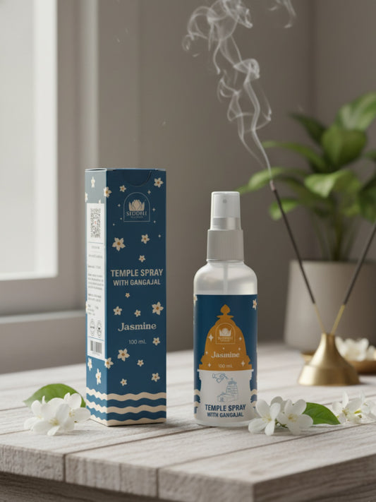 Jasmine Temple Spray with Gangajal | Divine Floral Aroma for Peaceful Pooja & Meditation | Natural Temple Room Freshener 100ml