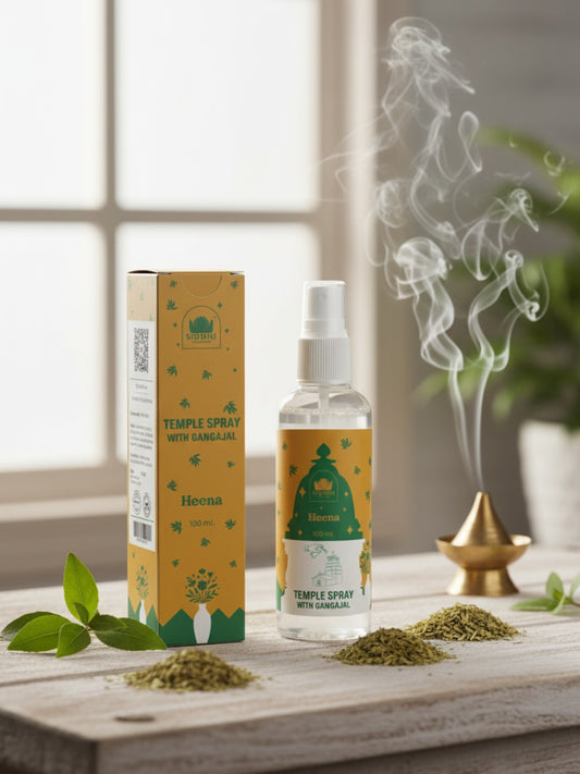 Heena Temple Spray with Gangajal | Natural Herbal Temple Fragrance for Spiritual Freshness & Purity | 100 ml