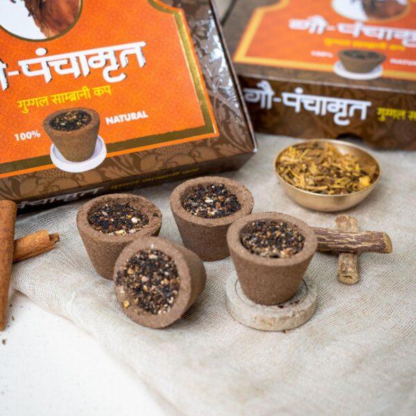 Siddhi Sugandh Gau Panchamrut Cow Dung Sambrani Dhoop Cups for Pooja - 12 Cups - Image 3